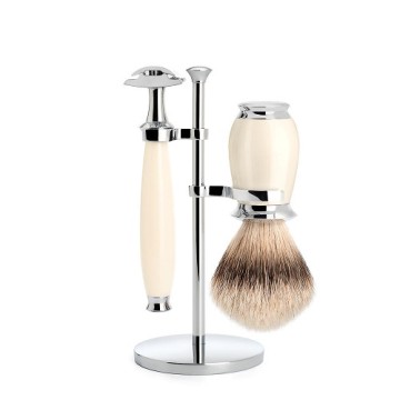 Purist 3 Piece Safety Razor Set in Ivory Resin