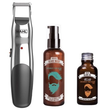 Rechargeable Beard Trimmer with Beard Oil and Wash